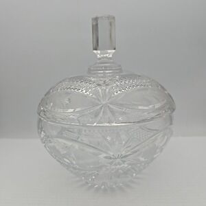 Anchor Hocking Early American Prescut Glass Lidded Bowl EAPC Clear Vintage 6in